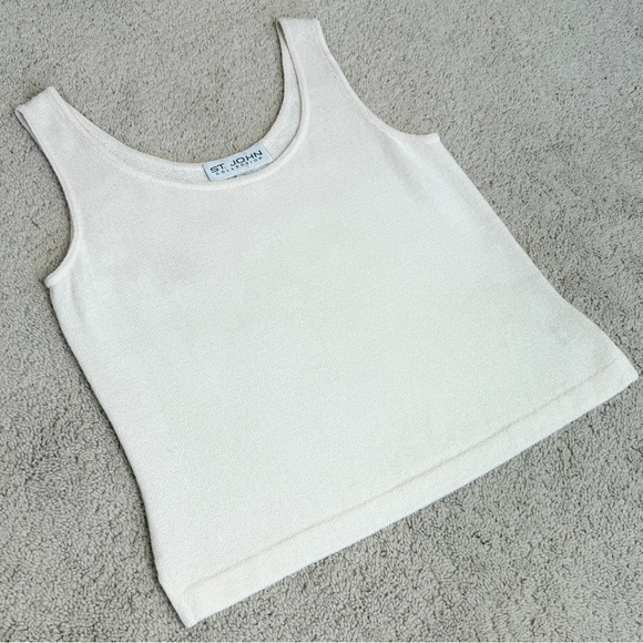 Vintage St. John Collection Wool Rayon Blend Ivory / Cream Knit Sleeveless Tank - Picture 17 of 17